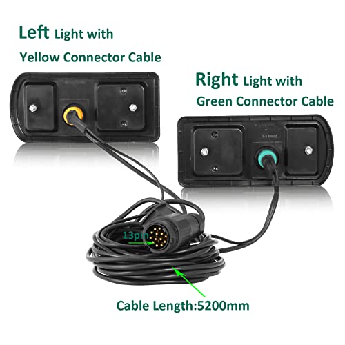 DARKGUARD Rückleuchten Anhänger Satz Led 12v,Rücklicht Heckleuchten Anhänger Led Verkabelt mit 13 poligem Stecker - 5,2m Kabel- 2x 5poliger Bajonettverbindung E4 Prüfzeichen 7Funktion Wasserdicht – Bild 4