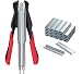 Proster C-Type C7 Hog Ring Plier Manual Hog Ring Gun Hog Ring Staple Fence Pliers Gun Nailer Pliers with 2500pcs C-Type Hog Rings for Feed Fence Birdcage