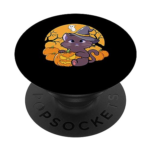 Halloween Spooky Halloween Creepy Ghostly Design PopSockets Swappable PopGrip, Black