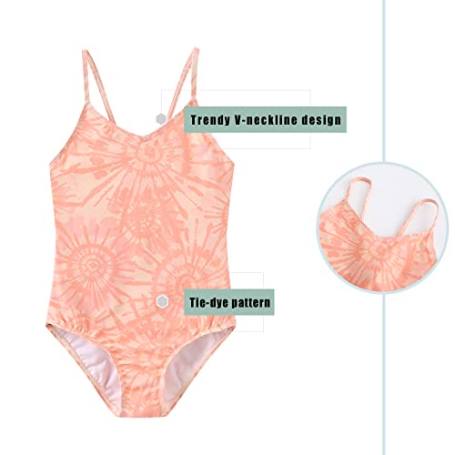 Image of Girls One Piece Swimsuits Hawaiian Floral Bathing Suit for Kids Adjustable Straps Swimwear 3-16 Years