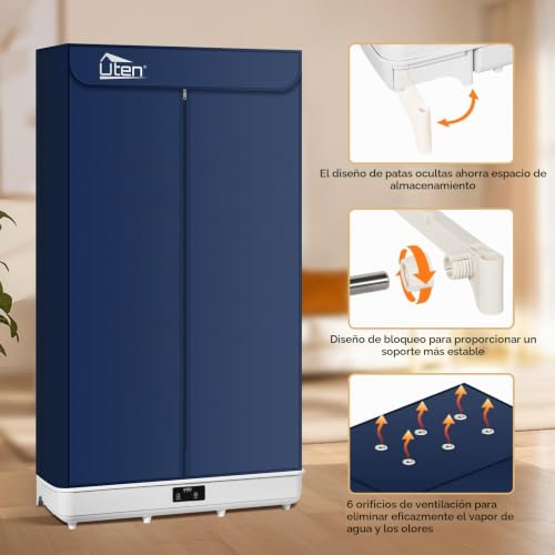 Miniatura 4 de Uten Secadora De Ropa Eléctrica, 1500 W Secadora Desmontable, Portátil, Caja De Almacenamiento, Temporizador, Perfecta Para Viajes De Negocios, Residencias Universitarias, Hoteles Y Campings