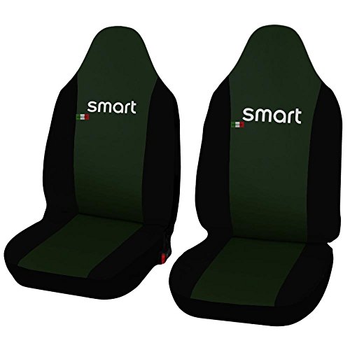 Lupex Shop Smart.2s.Ec_Vs.N Funda Ajustable Para Asiento de Coche de Piel Sintética de Color Verde Oscuro/Negro