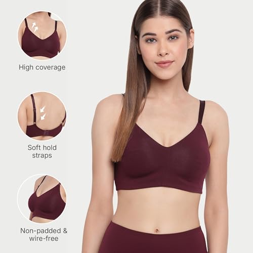 Image of Enamor Women's Everyday Cotton T-Shirt Bra - Non-Padded, Non-Wired, Full-Coverage, Pinch-Free, Ultra-Smoothing Design