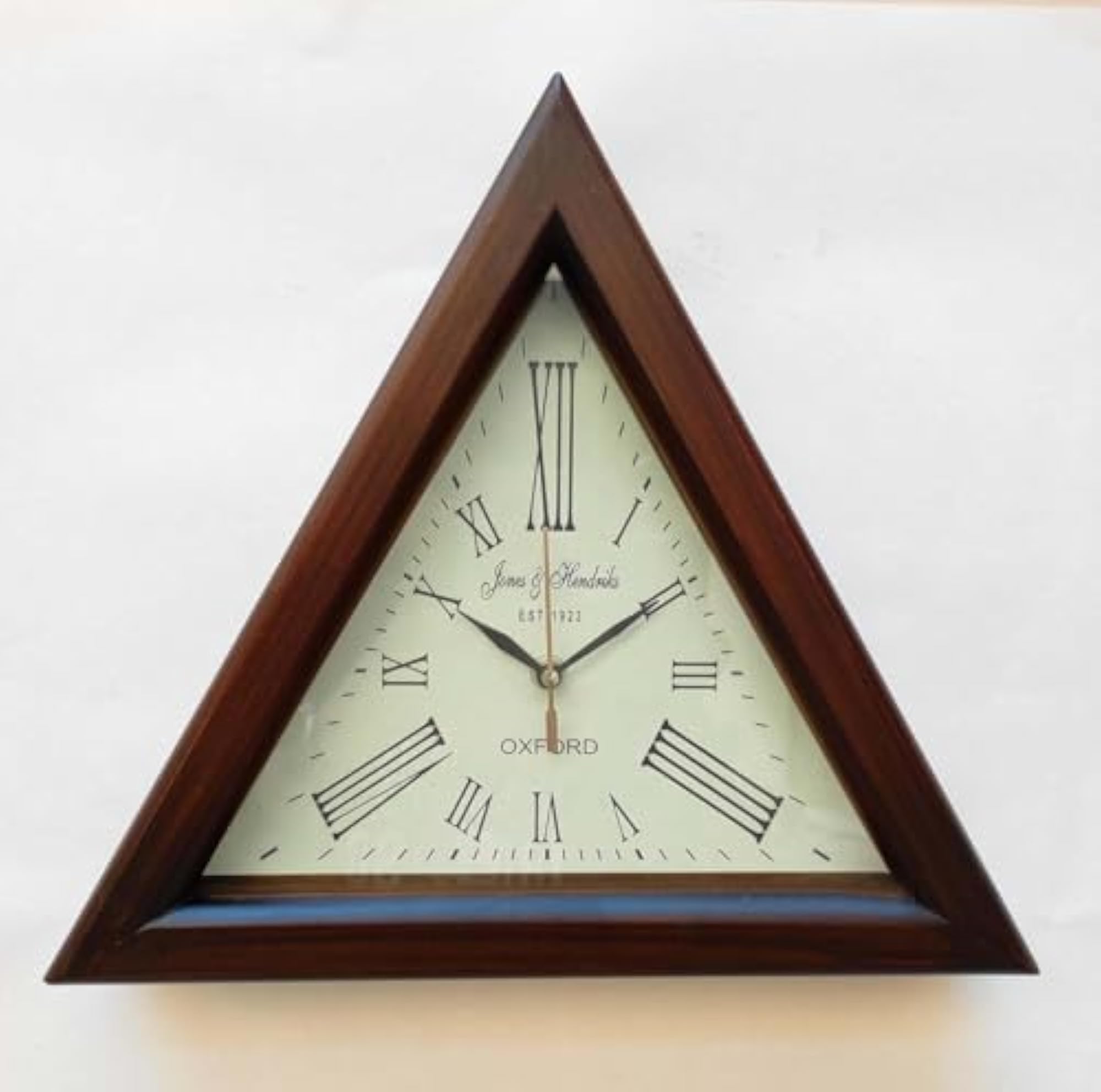 Handmade Wooden Triangle Designer Digital Wall Clock, Antique Look