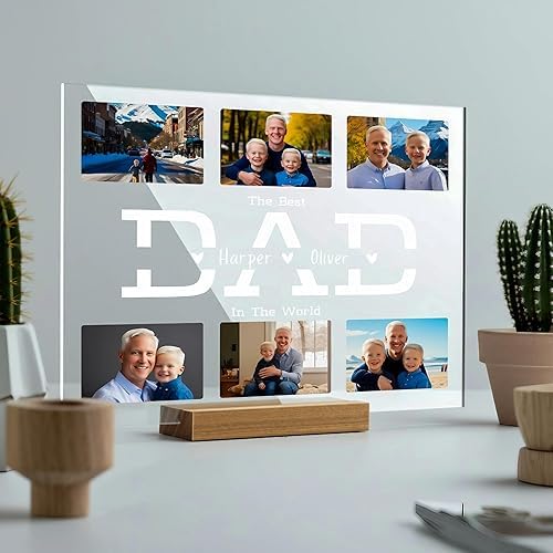 La Mejor Selección de dia del padre regalos personalizados para comprar online. 41 Portarretratos personalizado para el Día del Padre - Acrílico transparente Collage de fotos personalizado para papá de los niños - Regalos del Día del Padre de la hija o el...