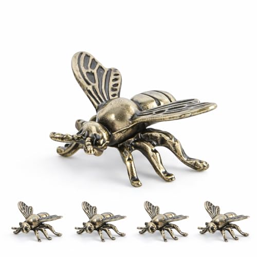 Set de 4 Figuras de Abeja en Latón Dorado Vintage miniatura 1