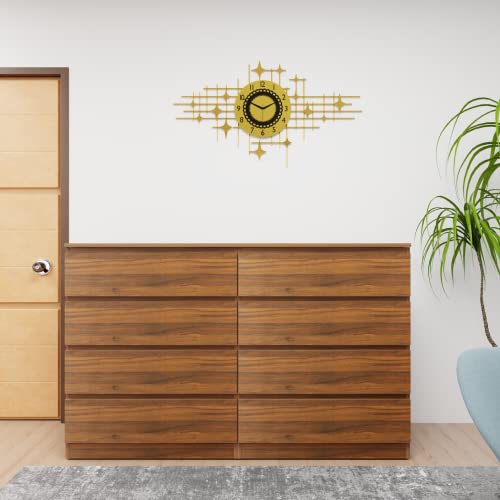 Image of VIKI Dresser with 8 Drawers, Chest of 8 Drawers,Clothes Storage, Organizer Unit for Bedroom, Hallway, Entryway,Easy Pull Drawers, Width 160cms, Brussel Walnut Colour | 1 Year Warranty | Free Assembly