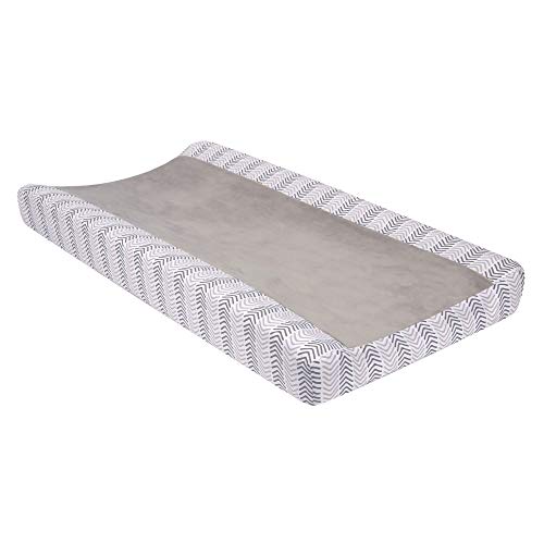 Image of Lambs & Ivy Woodland Forest Gray Chevron Changing Pad Cover