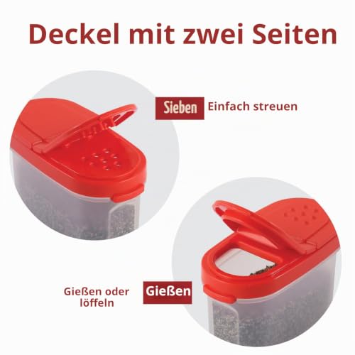 Foto von SIGNORA WARE Premium Gewürzboxen Aufbewahrungsboxen für Gewürze in groß und klein mit praktischen Streuer aus BPA-Freiem Plastik luftdichtes Vorratsdosen Set für die Küche - 8er Pack