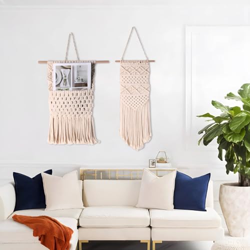 Tapisserie macramé coton bohème suspendue lot de 2 déco salon - 6