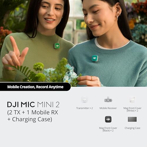 Image of DJI Mic Mini 2 Wireless Lavalier Microphone, 2 TX + 1 Mobile RX + Charging Case, Bluetooth, Noise Cancelling, 400m Range, for iPhone /Android /Camera