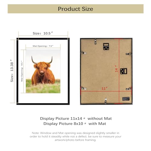 Image of Golden State Art 11x14 Picture Frame for 8x10 Pictures, Plastic /Plexiglass | Fits 8x10 with Mat,Fits 11x14 without Mat Horizontal or Vertical Display, Wall Mount Display, Thin Border, Black, 3 Pack