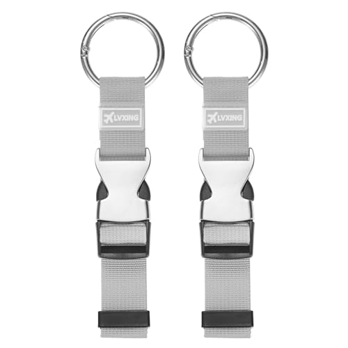 Image of M METERXITY 2-Pack Add A Bag Luggage Strap, Adjustable Suitcase Belt for Connecting Luggage /Backpack /Jacket, Carry Strap with Ring Buckle [Gray]