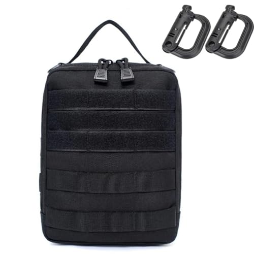 Bolsa Táctica Molle, Bolsa De Almacenamiento, Organizador De Dispositivos De Utilidad, Bolsas De Equipo De Caza Con Ganchos De Anillo En D(Black)