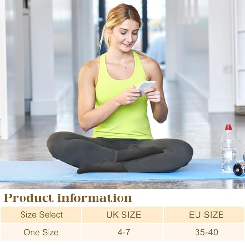 5 Paires Chaussettes Antidérapantes Femme Coton Pilates Yoga Chaussette Antidérapante Foot pour Ballet Danse Barre Sport Trampoline Fitness Gymnase Entraînement Physique Hôpital – vue 6