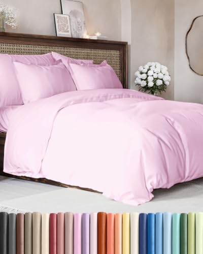 Image of Duvet Cover Super Queen Size - 3 Piece with Zipper Closure - Light Pink