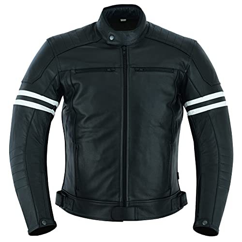 Texpeed Blouson de moto en cuir pour homme Blouson de moto touring avec protections CE authentiques...