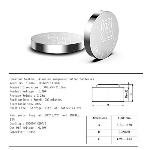 Pilas Alcalinas AG1 364A LR60 1.5v Paquete 10 Unidades miniatura 3
