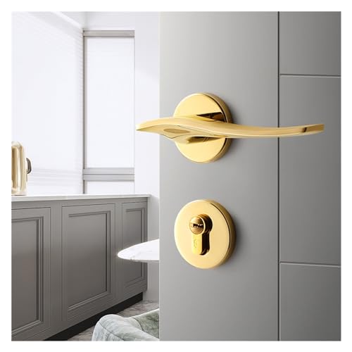 Cerradura de puerta moderna dorada de madera maciza dividida para interior 3