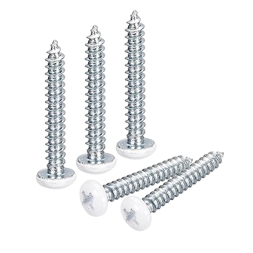 QUARKZMAN ST3.5x25mm Tornillos Autorroscantes, 50uds Tornillos Autoperforantes de Cabeza Alomada Phillips, Madera Tornillos Blanco de Acero Inoxidable para Carpintería