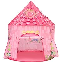 JOYIN Pink Princess Castle Play Tent,Girls Play Tent- Kids Pop-Up Tent - Childrens Indoor or Outdoor Garden Playhouse,Girls Tents Wendy House