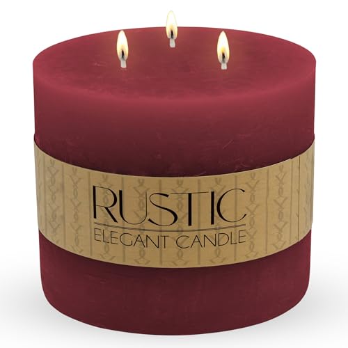 Spetebo XXL 3-Docht Kerze rund 12 x 12 cm unparfümiert - weinrot -...
