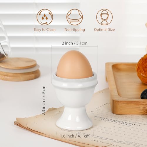 Image of INGOFIN Ceramic Egg Cups Set of 4, Egg Holders for Soft Boiled Eggs | White Porcelain Egg Holders for Soft and Hard Boiled Eggs, for Breakfast, Cafe Decor, Restaurant and Kitchen Use