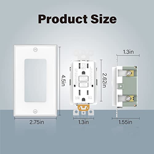 Omeenet 15 Amp Gfci Outlet, Tamper Resistant, Weather Resistant, Self Test Gfi Receptacle, 15A Ground Fault Circuit Interrupter Outlet For Indoor Or Outdoor Use, Ul Listed, White(1 Pack) #TOP5
