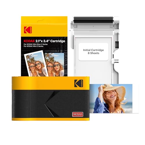KODAK Mini 2 ERA 4PASS Portable Photo Printer (Yellow, Printer + Initial 8 Sheets + 60 Sheets)