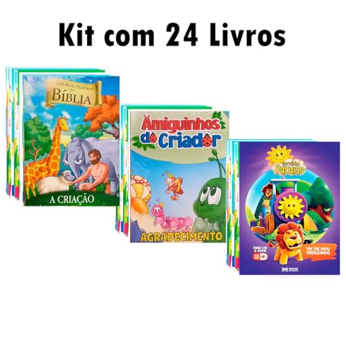 Kit C/ 24 livrinhos bíblicos - Histórias Biblicas + Amiguinhos do...
