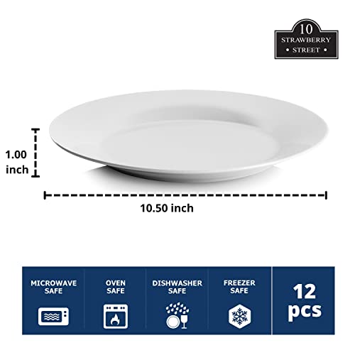 10 Strawberry Street 10.5" Catering Round Dinner Plate, Set Of 12 #TOP1