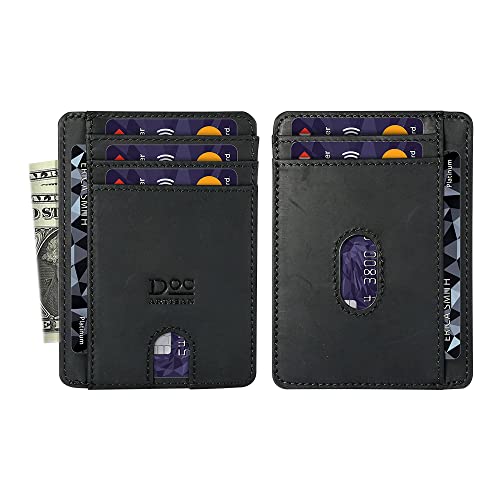 Slim Leather Wallet for Men | 100% Genuine Full Grain Leather | Minimalist Front Pocket Wallet (Black)4