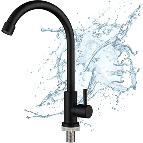 360° Robinet Évier,Robinet Cuisine Douchette,Mitigeur Cuisine Rotatif à 360°,Robinet d'Évier en Acier Inoxydable,Robinet d'Eau Simple Froide, pour Cuisine, Salle de Bains, Balcon(Noir) Cover