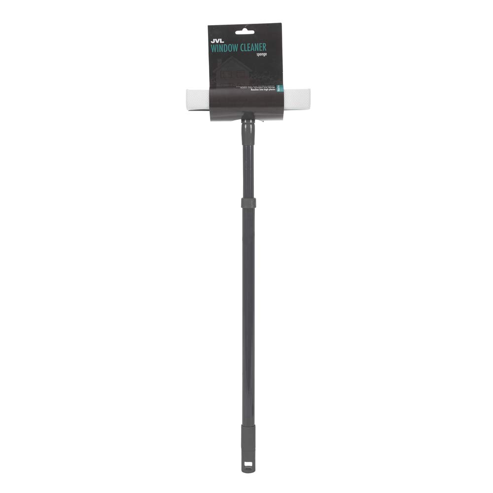 Jvl Grey/Turquoise Rubber Squeegee Sponge Window Cleaner With Extendable Pole 20-041Gy