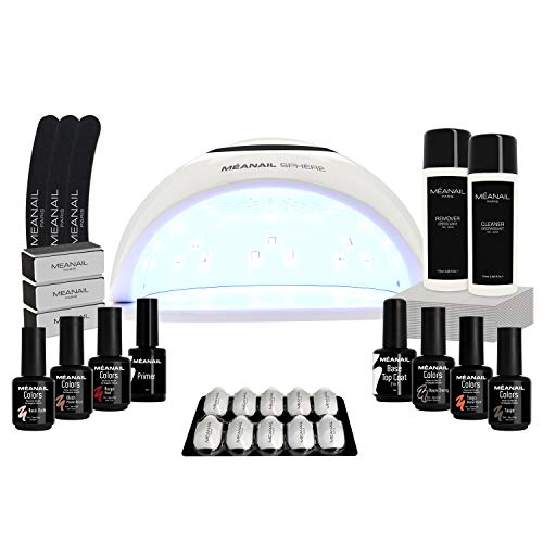 Kit Semipermanente Unghie Professionale Smalto Semipermanente 6 COLORI UV Gel Polish Fornetto Unghie Led UV Primer Unghie e Base Top Coat Semipermanente Sphère Edition