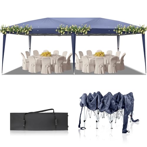 VINGLI 10x20 Pop Up Canopy Tent, Outdoor Foldable Portable Canopy for Camping, Patio, Parties, EZ Up Gazebo With Carry Bag (Blue)