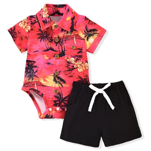 Image of MINIFEIKO Baby Boy Hawaiian Outfit