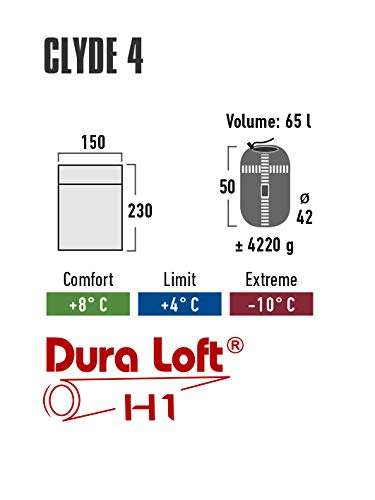 High Peak Clyde 4 sac de couchage ultra confortable avec doublure douce gris - 4