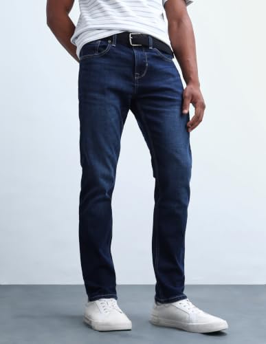 Image of Flying Machine Men's Slim Tapered Fit Jeans| Solid | Mid Rise | Stretchable | Jeans for Man