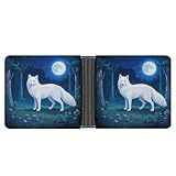 KOAYUBFC Cartera delgada compacta plegable de piel de zorro ártico, carteras minimalistas para hombres con tarjetero de crédito, ranura para monedas, ventana de identificación, unisex