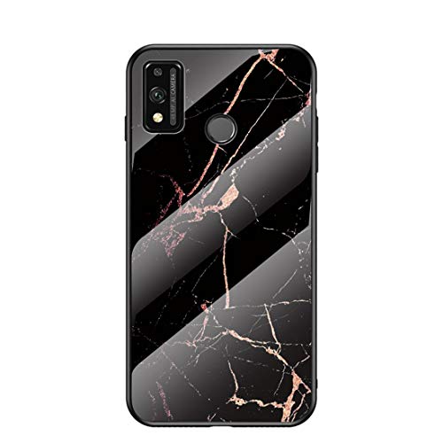 Cover per Huawei Honor 9X Lite con Pellicola Proteggi Schermo Custodia Protettiva in Vetro Temperato 9H Motivo in Marmo + Cornice Paraurti silicone Morbido Case 5