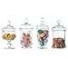 MyGift Set of 4 Glass Apothecary Jars Set, Clear Candy Jars with Lids