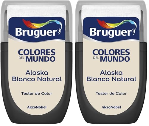 Bruguer Tester Colores del Mundo Pintura para paredes monocapa Alaska Blanco Natural, 30 Mililitros (Paquete de 2)