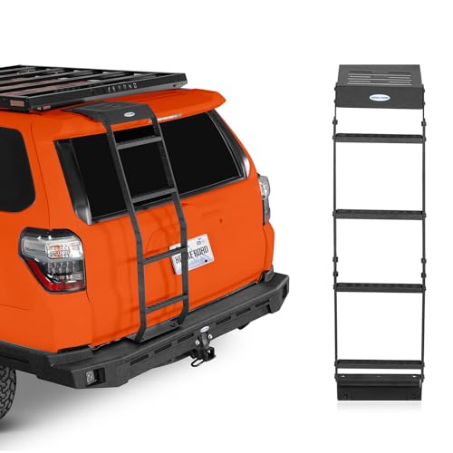 Hooke Road 4Runner Roof Rack Access Ladder Rear Hatch Ladder Trunk 4-Step Cargo Step Compatible with 2010-2024 Toyota 4Runner 5th Gen with 260-lb Load Capacity