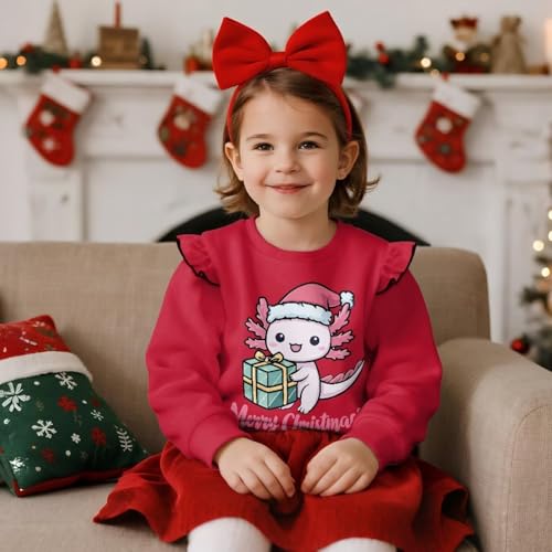 Long Sleeve Shirts for Girls Toddler Ruffle Shoulder Cute Crewneck Blouse 1-8 Ages Kids Fall Spring Tops3