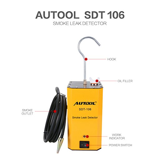 Smoke Leak Detector SDT106 Automotive Smoke Machine Car Smoke Tester Fuel Leak Detectors EVAP Smoke Tester Car Pipe Leakage Tester Vacuum Leaks Detector Built-in Air Pump for 12V Vehicles