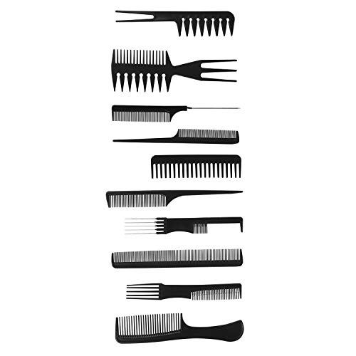 Image of NFI essentials Professional Hair Cutting and Styling Comb Kangi Salon Kit Combs Cumb Come Hair Comp - Combo Set of 10; Black (Black) (combo) (comb)