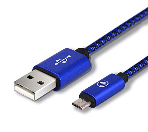 EVOMIND Cable Micro USB de Nylon Trenzado 1M Carga rápida y Sincro de Datos para Samsung Galaxy S7/ S6/ J3/ J5/ J7, Huawei P10 Lite/ P9 Lite/ P8 Lite, y Otros Dispositivos MicroUSB - 1M Azul