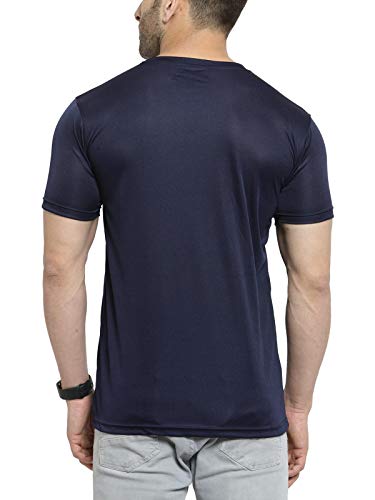 Image of JOSH DANIEL Men's Solid Micro Polyester Dry-fit Half Sleeve Round Neck T-Shirt (Dark Grey, Navy Blue and Skyblue) -Combo Pack of 3