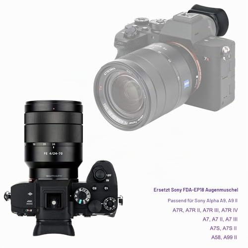 Große Augenmuschel Silikon für Sony Alpha A9, A9II, A7, A7II, A7III, A7R, A7RII, A7RIII, A7RIV, A7S, A7SII, A58, A99II Ersetzt Sony FDA-EP18 Okular